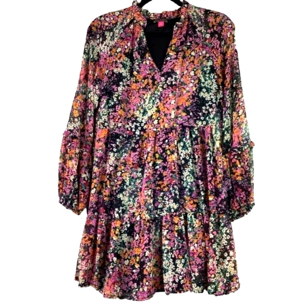 VINCE CAMUTO SIZE XS PINK FLORAL DRESS SUMMER MIDI‎ FALL GUC